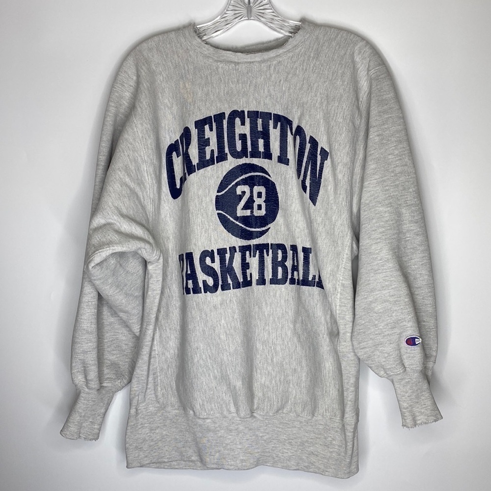 Vintage Champion Reverse Weave Creighton Basketball Grey Crewneck Sweatshirt XL